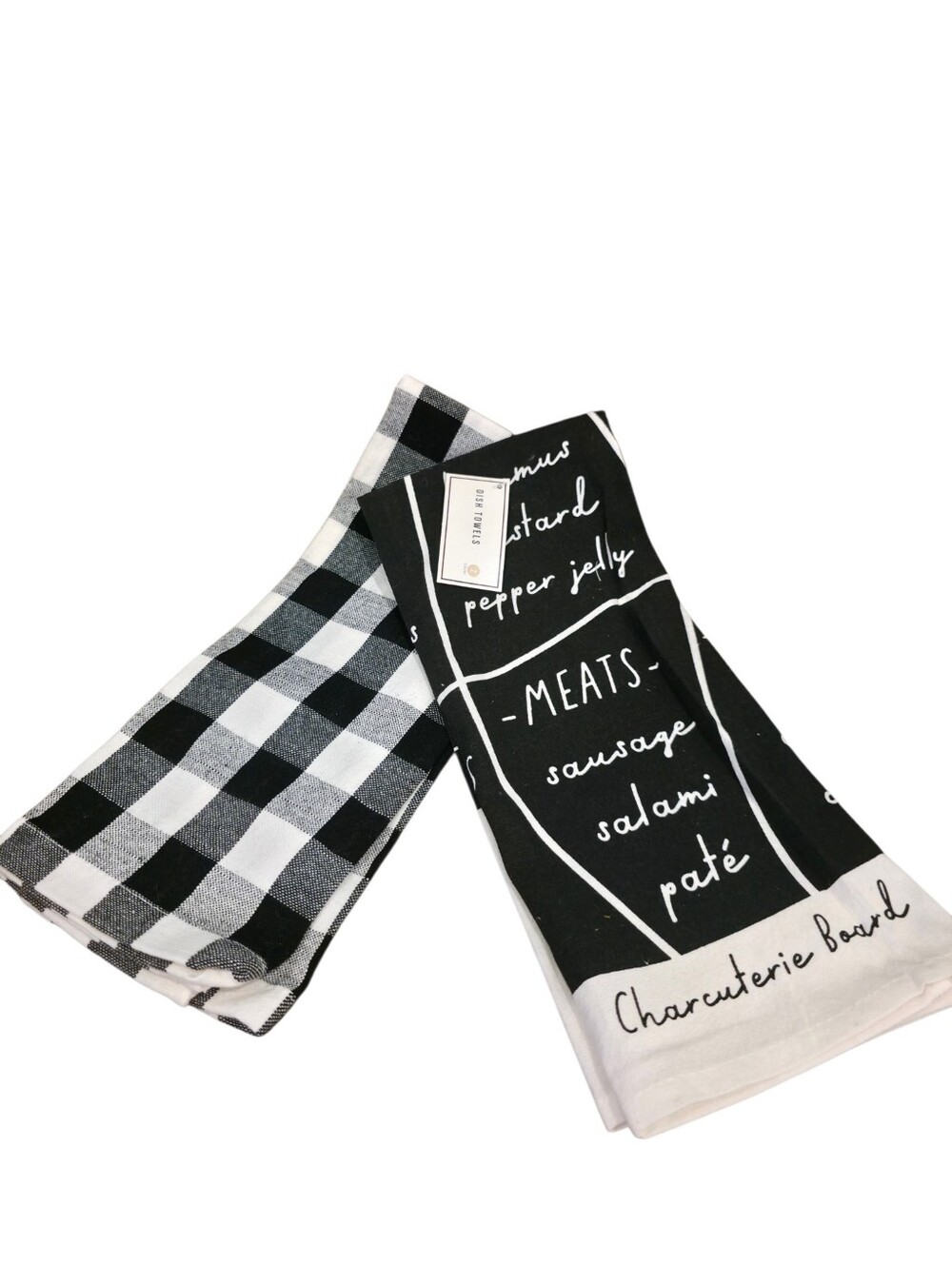 Black and White Charcuterie + Buffalo Check Tea Towels